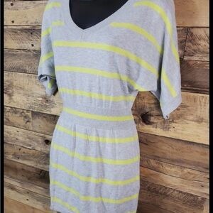 Vintage Express Gray and Yellow Striped Women's Knit Dress
